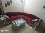 L shape sofa with Metal Almirah