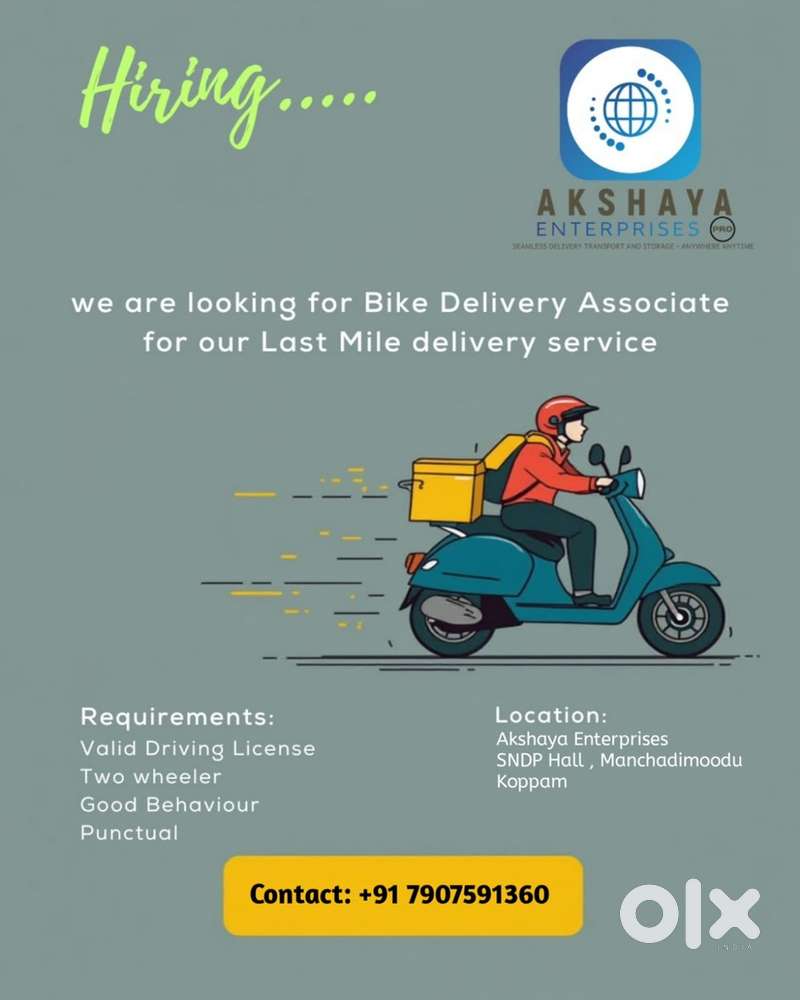 We are hiring delivery boys for van