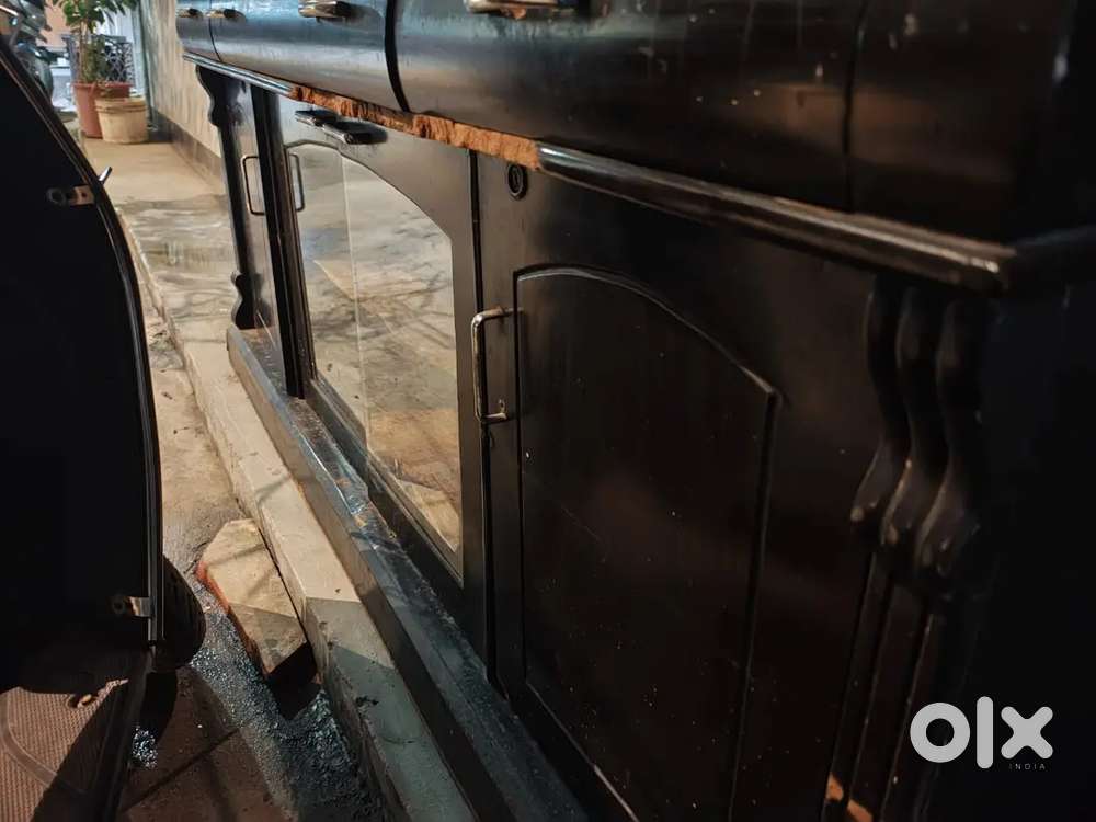 vintage wooden display counter or cabinet