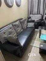7 seater sofa with glass top center table