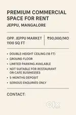 Shop for rent - Opposite Jeppu Market