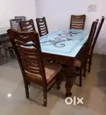6-seater dining table Teak wood Indian sagwan  marvel top