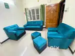 7 seater sofa (3+1+1+2) skyblue and black colour