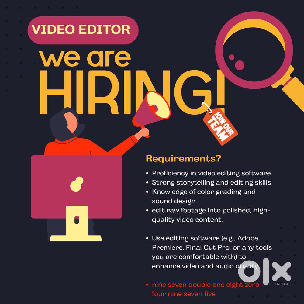 looking for a skilled Video Editor and Content Creator