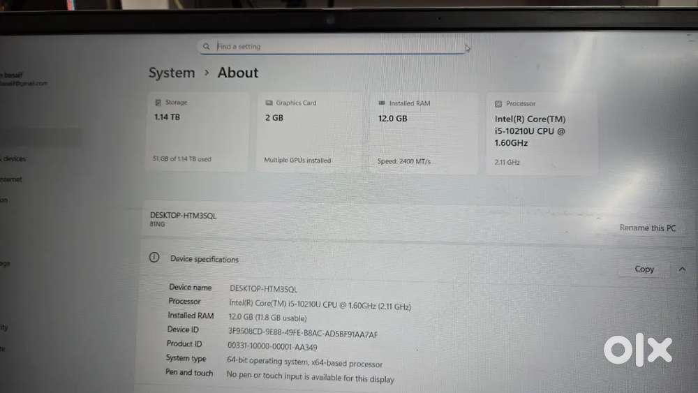 Lenovo laptop i5 10th gen 1Tbhdd 256gbssd 12Gb Ram 2Gb grhhiss card