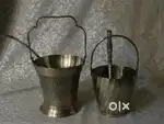 Antique pure brass solid heavy sabhar or sabzi serving buckets