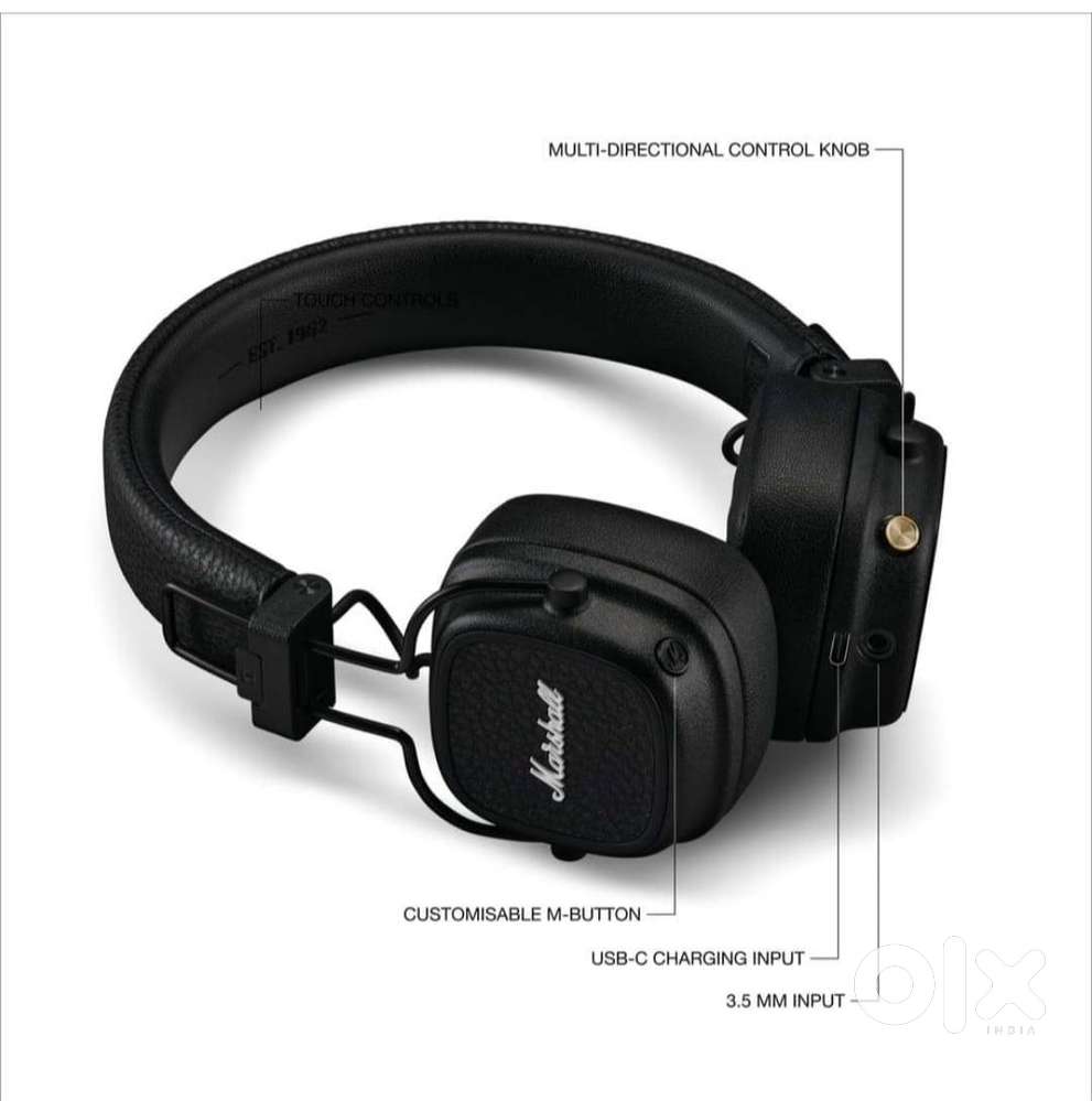 Marshall Major IV Wireless Bluetooth On Ear Headphone with Mic (Black)
