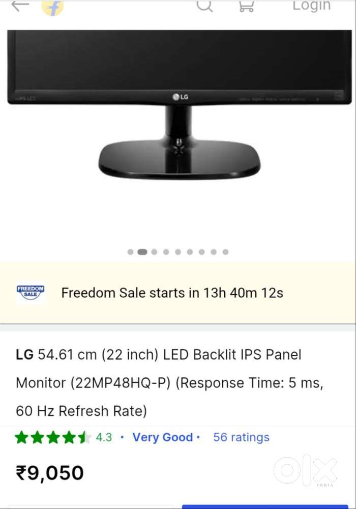 MONITER LG 22INCH with wall m, SONY TV 55INCH 4K, SAMSUNG TV 65INCH 4K