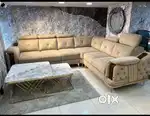 L shape sofa with designing handle and comfortable headrest