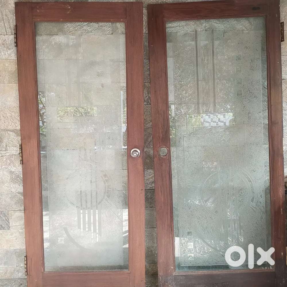 Teakwood glass doors Size H 6.5 ft Wd 2.8 ft thck 32 mm