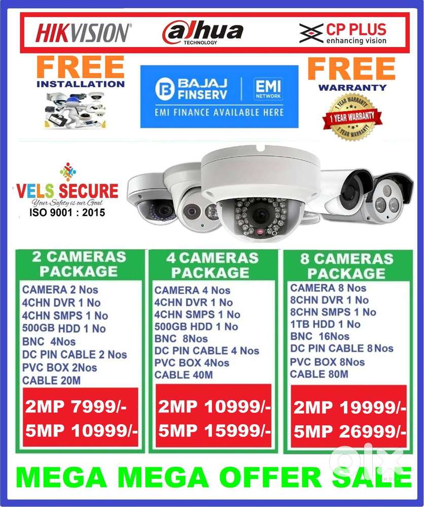 MEGA   DECEMBER MONTH  SALE  2MP  HIKVISION  or DAHUA or CP PL