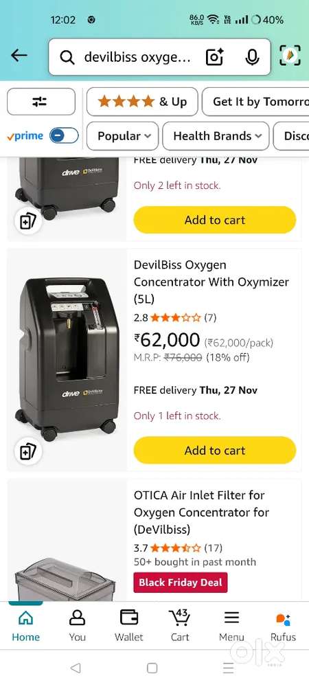 Devilbliss 5ltr oxygen concentrator almost new