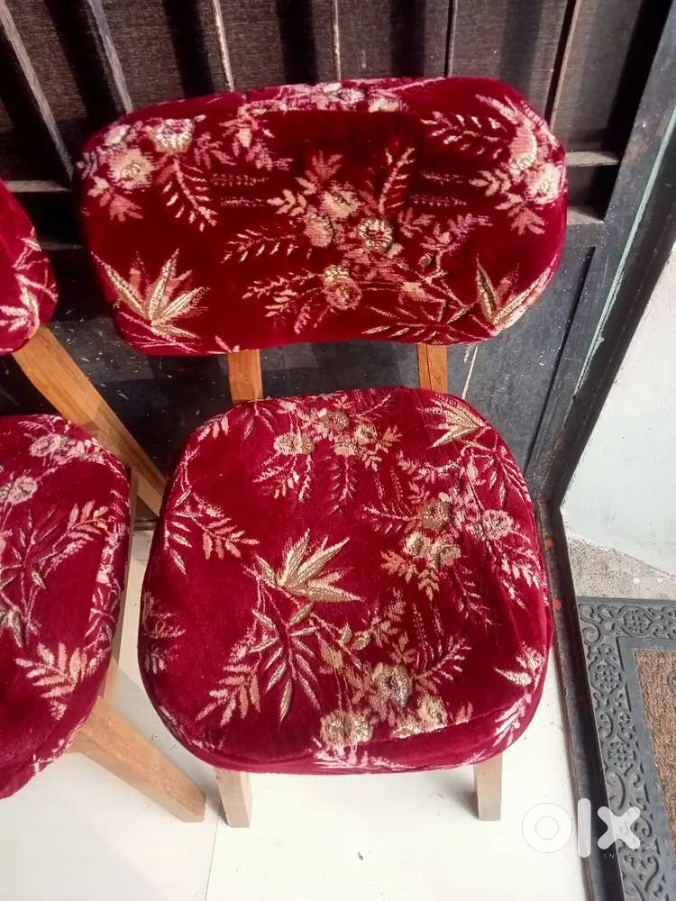 Teak wooden chairs and computer chair