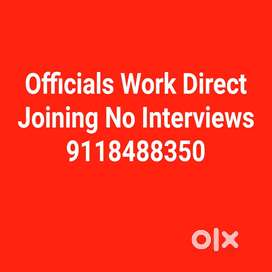 Officials Work Direct Joining For 10th & 12th Pass No Interviews