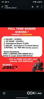 DELHIVERY IS HIRING FOR RIDERS