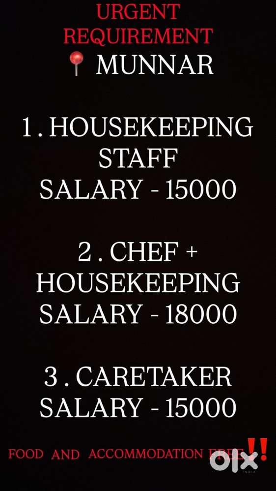 CARETAKER , HOUSEHEEPING AND CHEF