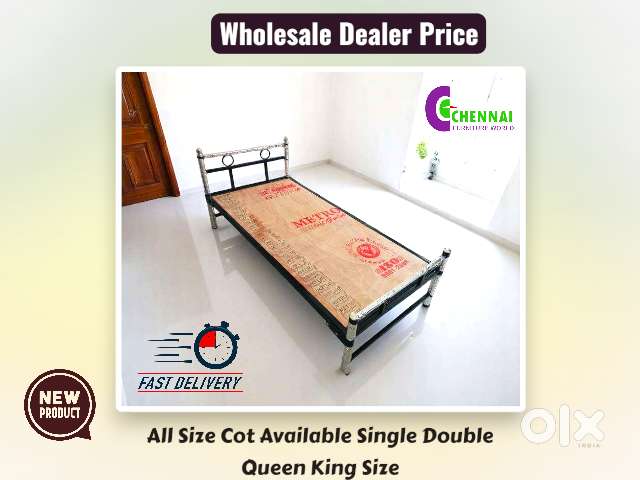 STEEL COT BED SALE NEW OFFER FANCY COT SINGLE DOUBLE