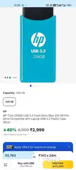 HP 3.1 USB Drive (Pendrive) 256GB Storage Capacity