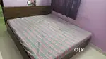 King size wooden coat with bed, Iron bed queen size