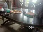 Teak solid wood dining table and 6 chairs