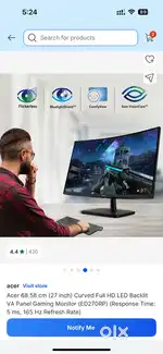 Acer Curved Display 27 inch - 165hz , mint condition