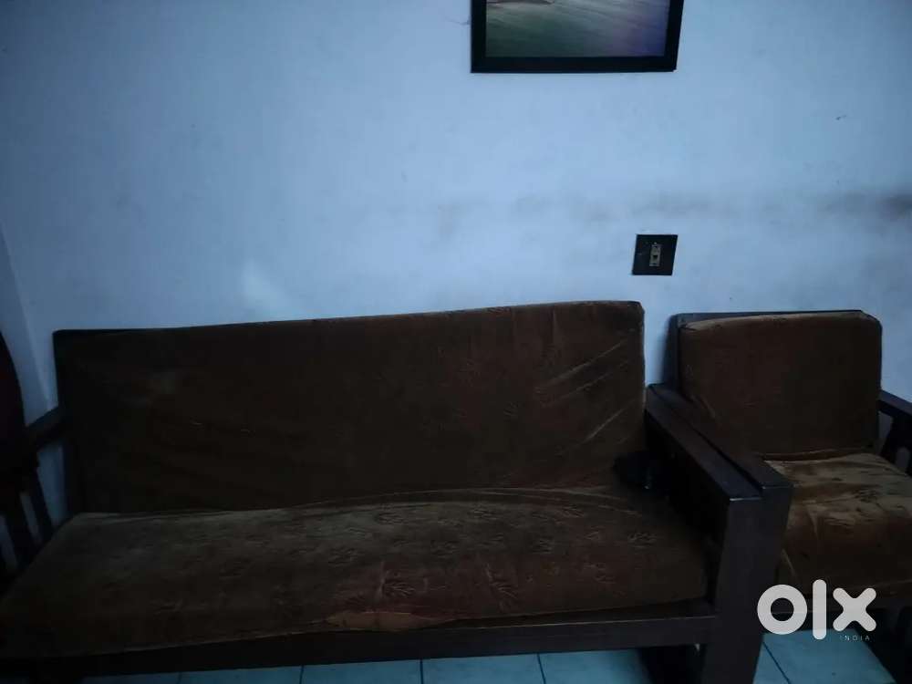 Wooden sofa 3 seater and four chairs
