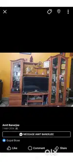 TV and Decor with lighting inside with Multiple Cabinet and Drawers