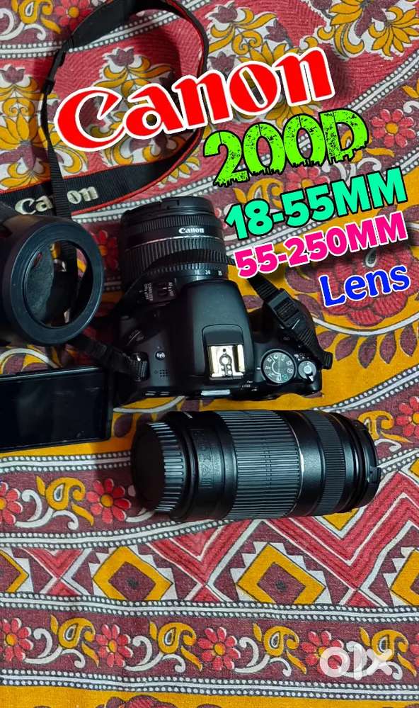 Canon 200D, Double Lens (15-55MM-, 55-250MM Lens)Touch Screen,Wifi