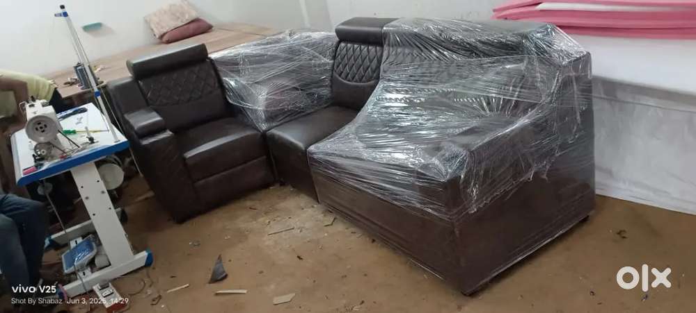 Luxury l shape sofa set with teapoy