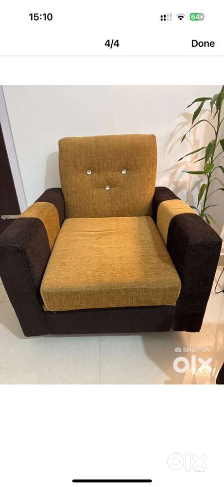 Beige brown 5 seater sofa set