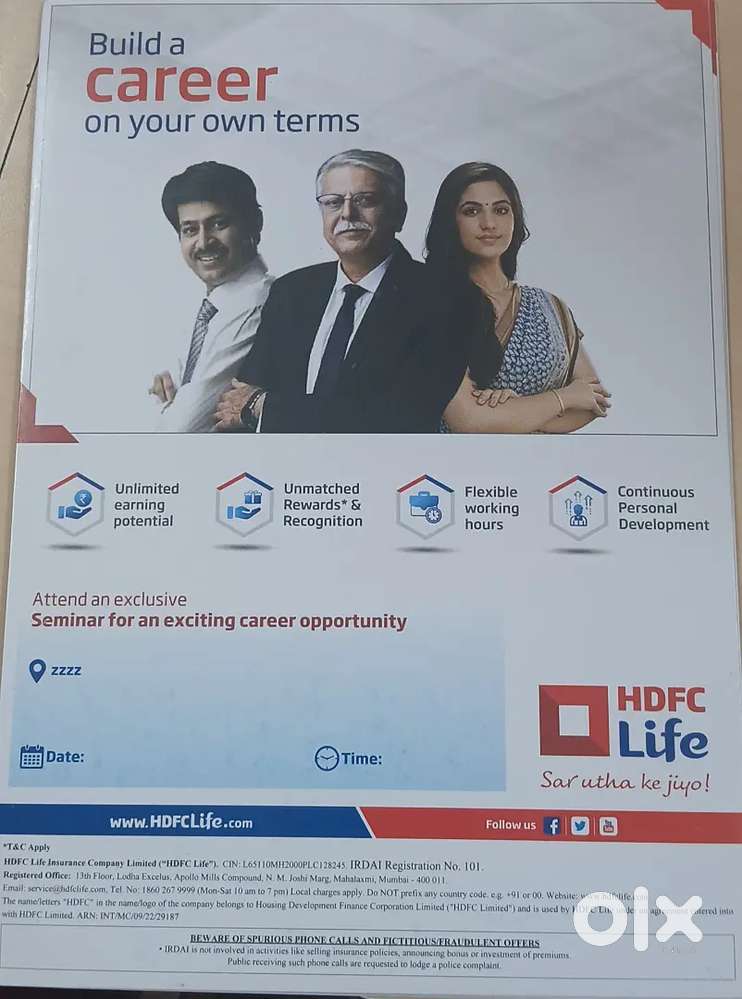 Job for HDFC LIFE insurance