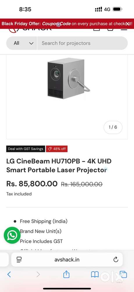 Lg projector HU710PB 4k laser
