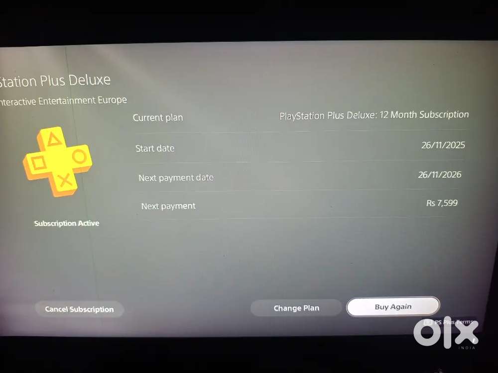 Playstation 4 ps4 1tb with 1 year deluxe subscription, 1 controller.