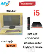 full set cpu  Ram - 8GB DDR3  Hard disk - 500GB  monitor  keyboard mou
