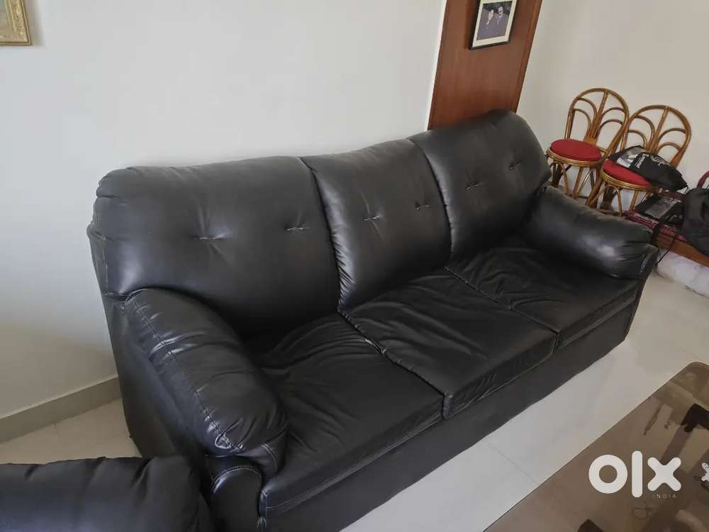 3 + 1 + 1 black sofa set