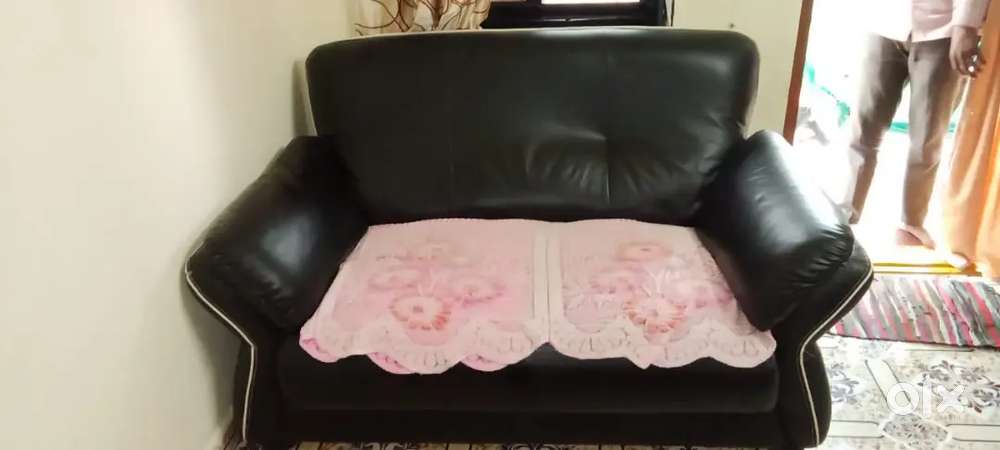 Black lather sofa