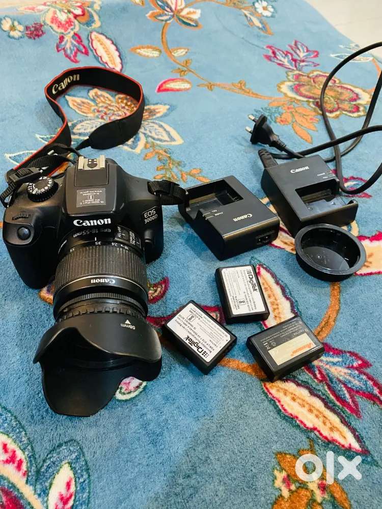 Canon EOS 3000D DSLR Camera with 18-55 mm Lens, 3 Battery, 2 charger