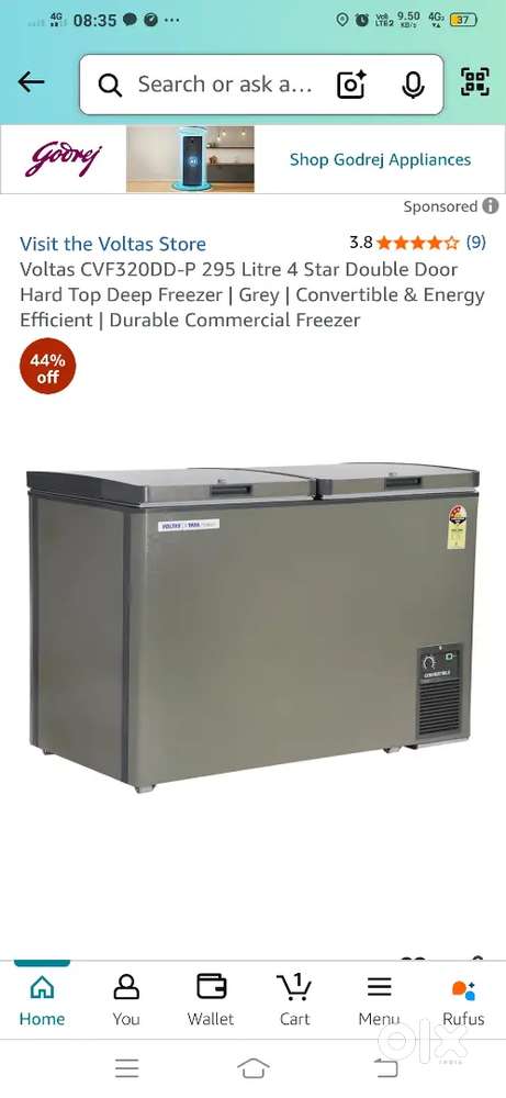 Voltas chest freezer cum chiller 320L