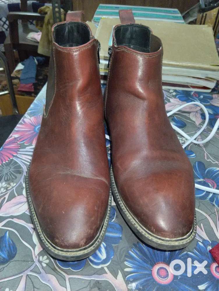 This is a branded leather boot