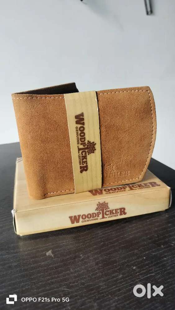 Woodpecker Genuine Leather Wallet – Stylish & Durable Suede Finish