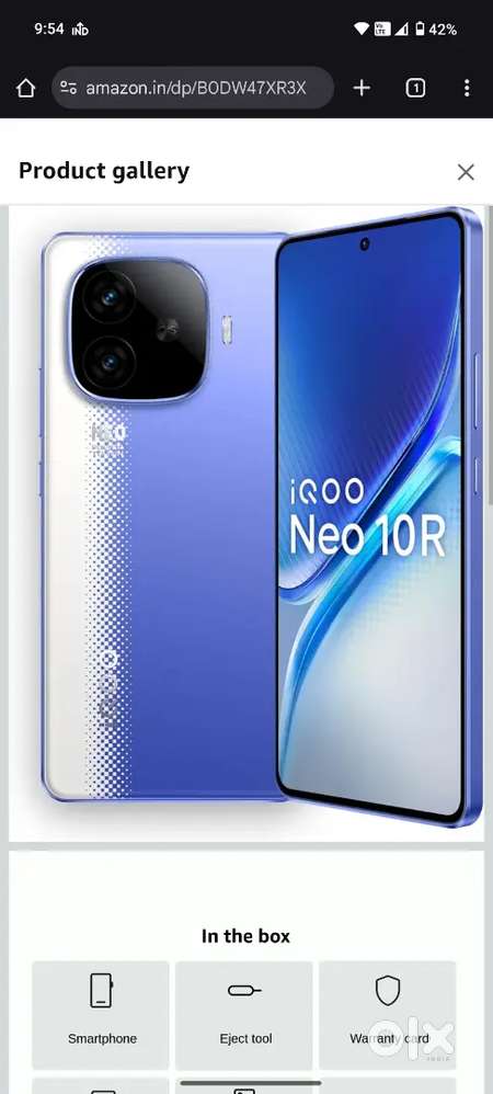 IQOO Neo 10R 5G (Raging Blue, 8GB RAM, 256GB Storage) 