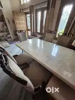 Marble Top Dining Table with 6 Chairs