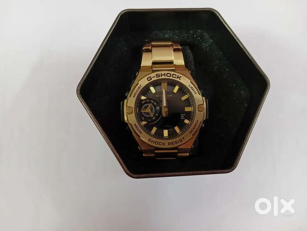 Casio Men Stainless G-Shock AnalogDigital Black Dial (G1234)Band Gold