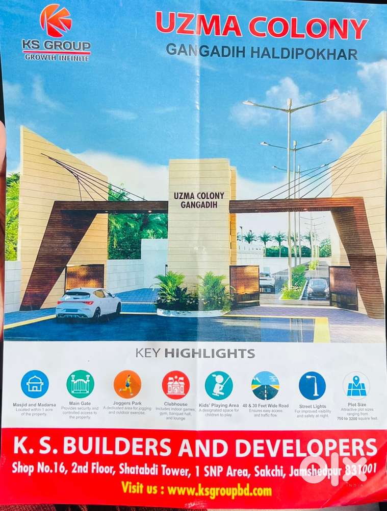 CNT-free land, 40ft/30ft roads, street lights, drainage, clubhouse etc