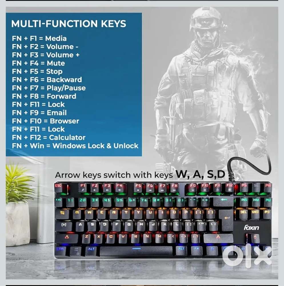 Foxin FMK-1002 RGB Backlit Mechanical Gaming Keyboard for PC.