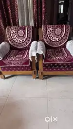 Sofa set 3+1+1 with teak wood