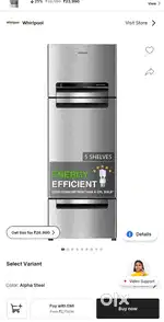 Whirlpool refrigerator 300 litres Triple Door 5 Star