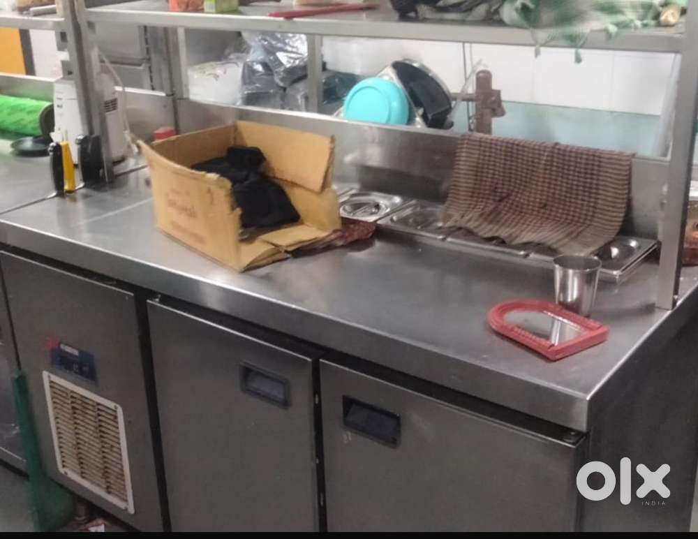 Working table with referigerated storage - restaurant