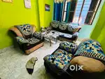 Set of sofa 2 single + 1 tripple sitter with glass table