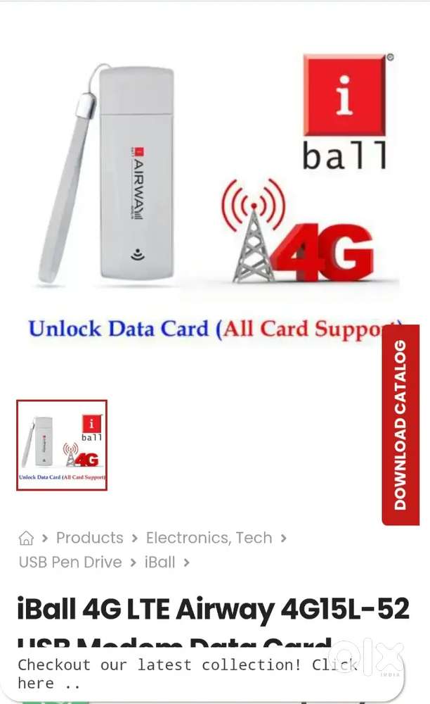 iBall 4G LTE Airway 4G15L-52 USB Modem Dongle with 4G Company Unlock